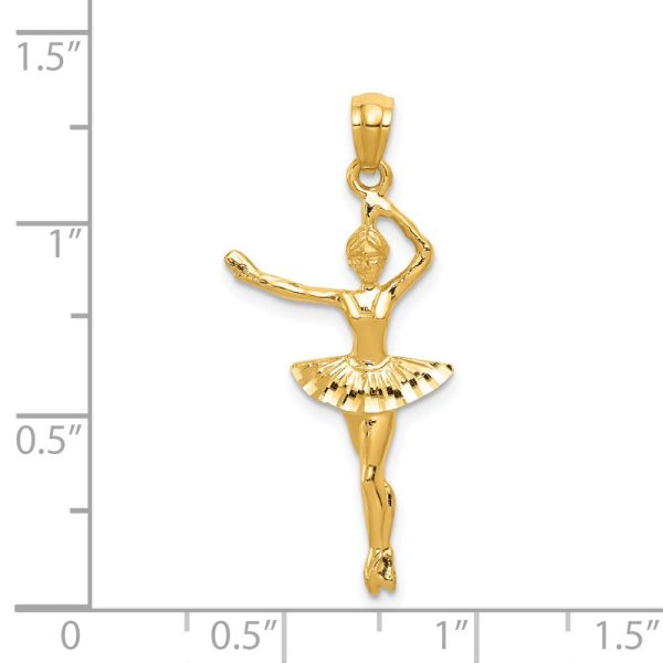 14KT Yellow Gold 32X15MM Ballerina Pendant. Chain Not Included For Discount