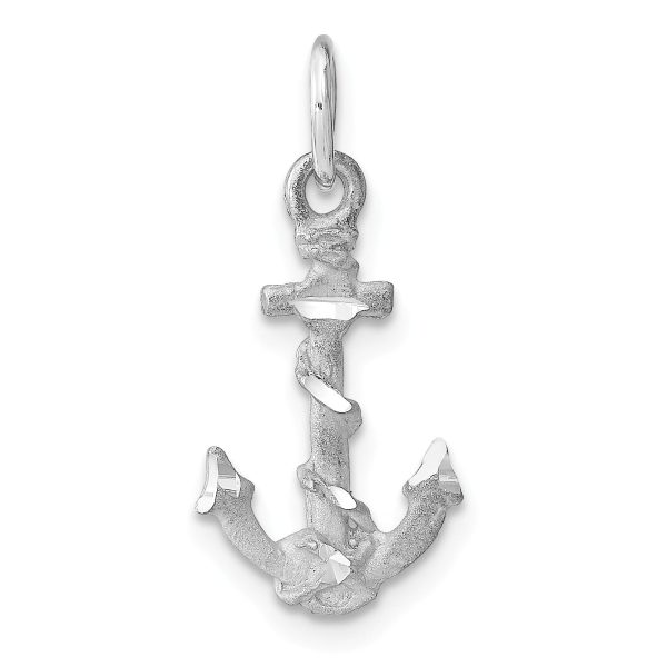 14KT White Gold 22X10MM 10MM Three Dimensional Anchor Pendant-Chain Not Included Supply