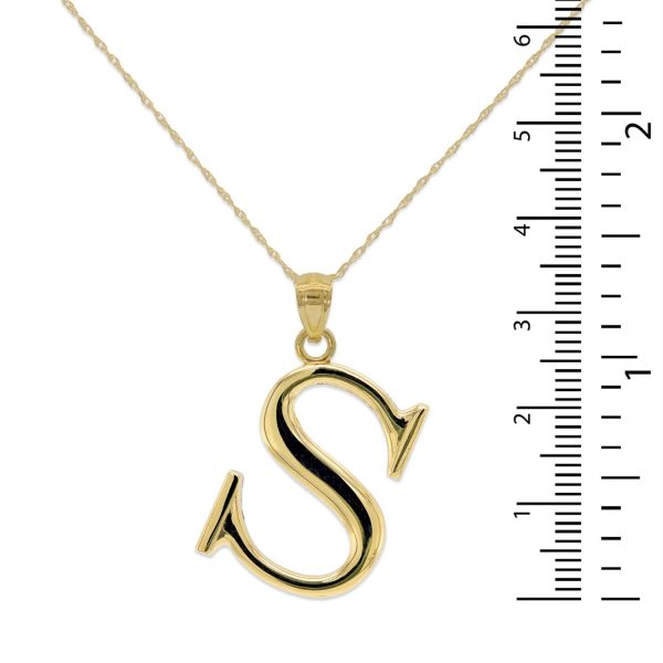 10KT Yellow Gold 18-inch 30MM Initial Pendant; Initial S Sale