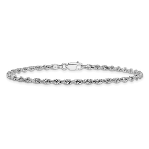 10KT White Gold 8-inch 3MM Diamond-cut Rope Bracelet Cheap