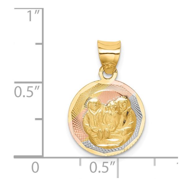 14KT Gold Tri-Color Religious Baptism Pendant. Chain Not Included Supply