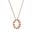 2MM Round Ruby and Opal 18-inch Circle Pendant in Yellow Gold Plated Sterling Silver For Cheap