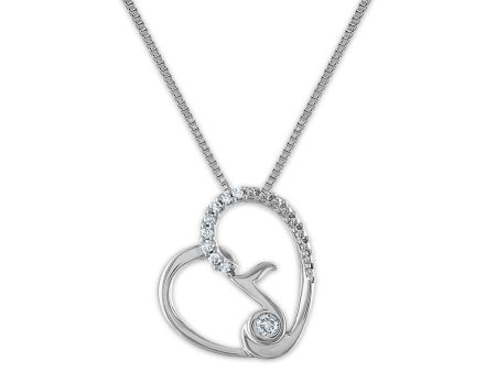 LoveSong 1 14 CTW Diamond Heart Fashion 18-inch Pendant in Rhodium Plated Sterling Silver Online Sale