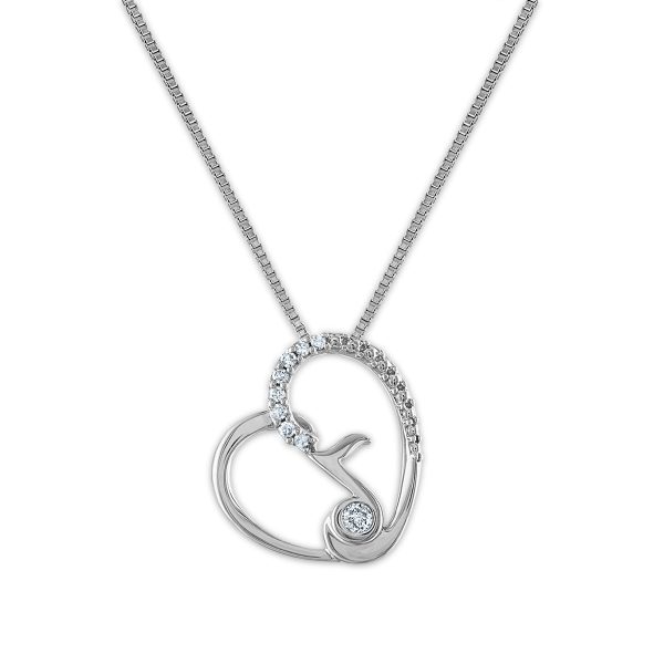 LoveSong 1 14 CTW Diamond Heart Fashion 18-inch Pendant in Rhodium Plated Sterling Silver Online Sale