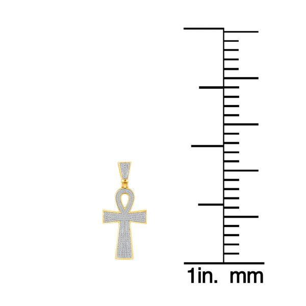 10KT Yellow Gold 1 CTW Diamond 53X24MM Ankh Cross Pendant. Chain Not Included Online now