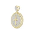 10KT Yellow Gold 3 4 CTW Diamond 43X30MM Cross Medal Charm. Chain not Included For Cheap