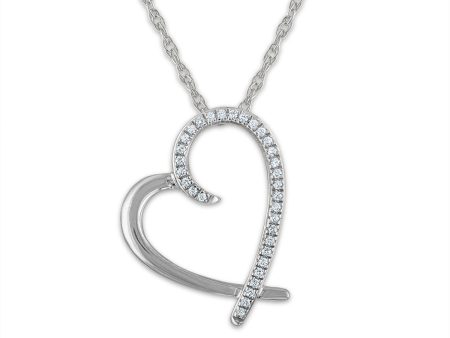 1 10 CTW Diamond Heart 18-inch Pendant in 10KT White Gold Discount