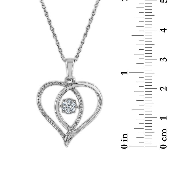 LoveSong 1 10 CTW Diamond Heart 18-inch Pendant in Rhodium Plated Sterling Silver Discount