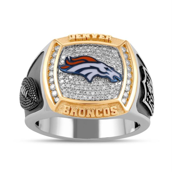 True Fans Fine Jewelry Denver Broncos 1 2 CTW Diamond Ring in Sterling Silver Supply