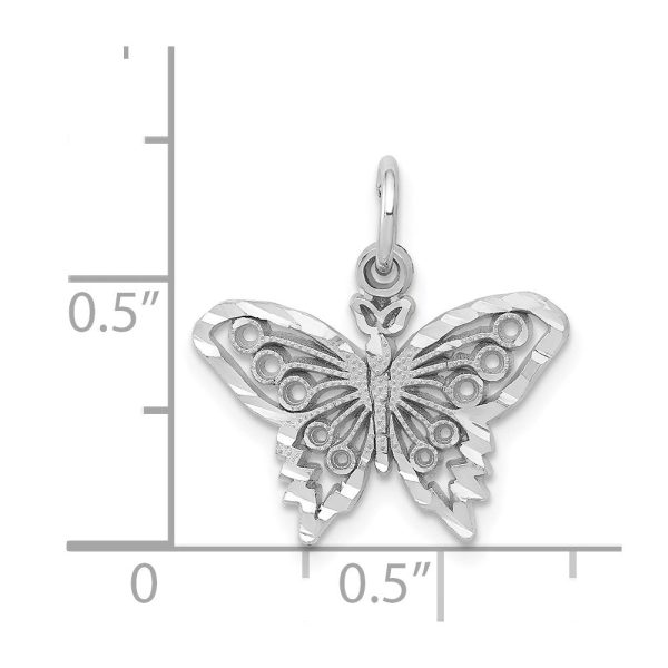 14KT White Gold 18X17MM Diamond-cut Butterfly Pendant-Chain Not Included Fashion