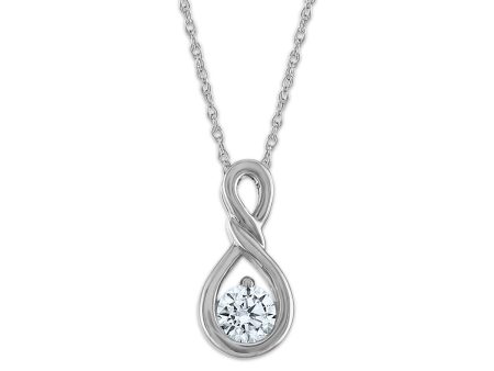 LoveSong EcoLove 1 4 CTW Lab Grown Diamond Infinity 18-inch Pendant in 10KT White Gold For Cheap