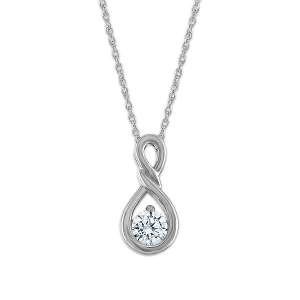 LoveSong EcoLove 1 4 CTW Lab Grown Diamond Infinity 18-inch Pendant in 10KT White Gold For Cheap