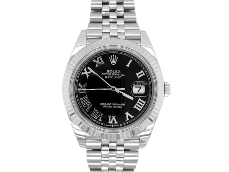 Pre-Owned Rolex Silvertone Stainless Steel Datejust-41 Oyster Perpetual with 41X41 MM Black Round Dial. 126334 Supply