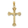 14KT White and Yellow Gold 40X22MM Diamond-cut Crucifix Cross Pendant. Chain Not Included Online Sale