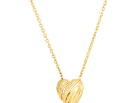 14KT Yellow Gold 18-inch 7MM Heart Pendant Discount