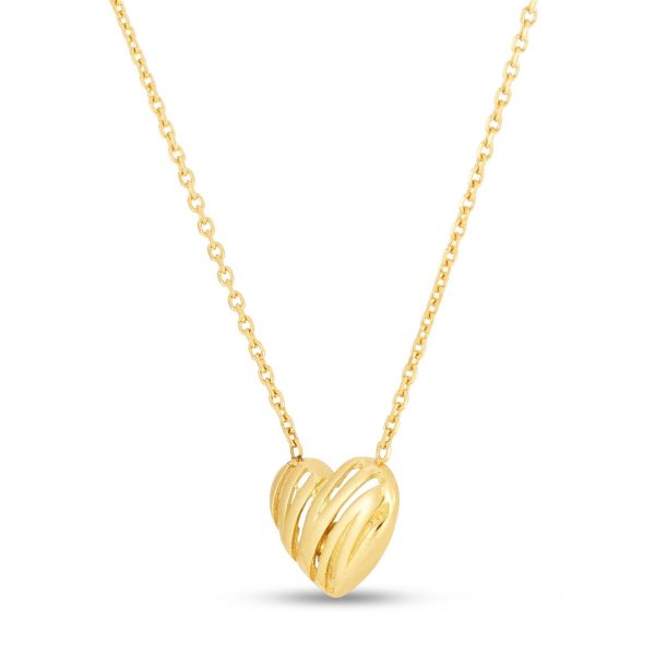 14KT Yellow Gold 18-inch 7MM Heart Pendant Discount