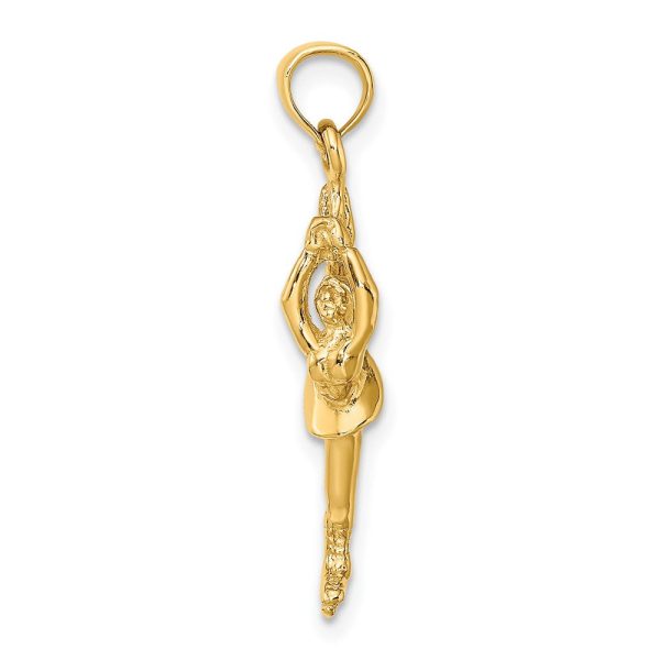 10KT Yellow Gold 21X6MM Three Dimensional Figure Skater Charm For Discount