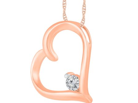 1 15 CTW Diamond Heart 18-inch Pendant in 10KT Rose Gold Hot on Sale