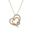 Diamond Accent 18-inch Heart Pendant in Yellow Gold-Plated Sterling Silver Fashion