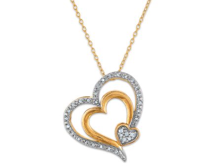 Diamond Accent 18-inch Heart Pendant in Yellow Gold-Plated Sterling Silver Fashion