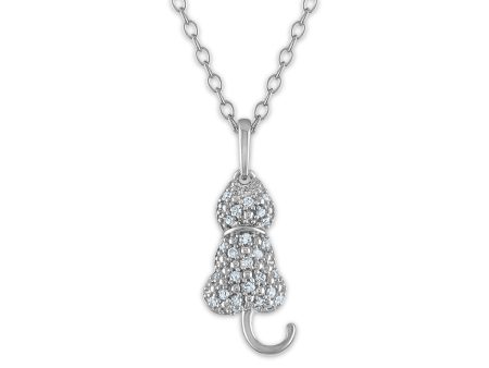 1 10 CTW Diamond 18-inch Cat Pendant in Sterling Silver on Sale