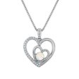 Opal and White Sapphire 18-inch Heart Pendant in Sterling Silver on Sale