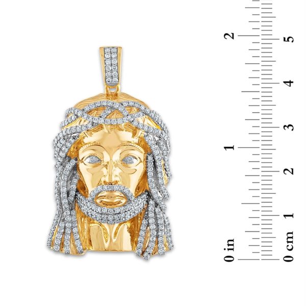 10KT Yellow Gold 2-1 3 CTW Diamond 48X30MM Jesus Christ Pendant. Chain Not Included Discount