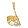 14KT Yellow Gold With Rhodium Plating Baseball Pendant Supply