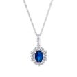 7X5MM Oval Sapphire and Diamond 18-inch Pendant in 10KT White Gold For Discount