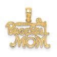 10KT Yellow Gold 10X15MM Baseball Mom Charm Hot on Sale