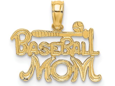 10KT Yellow Gold 10X15MM Baseball Mom Charm Hot on Sale