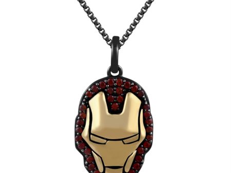 Marvel™ Fine Jewelry 18-inch Iron Man Pendant with Garnet in Sterling Silver Hot on Sale