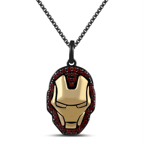 Marvel™ Fine Jewelry 18-inch Iron Man Pendant with Garnet in Sterling Silver Hot on Sale