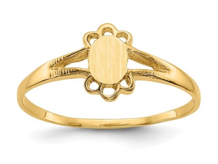 14KT Yellow Gold Childrens Signet Ring; Size 3 For Sale