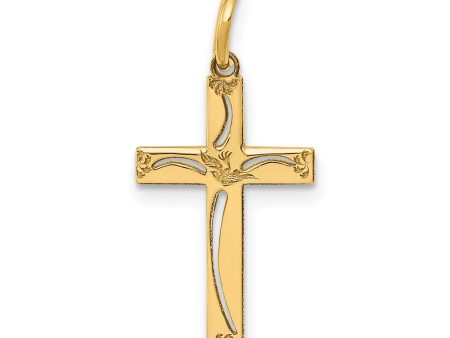 14KT Yellow Gold 21X11MM Cross Pendant. Chain Not Included For Cheap