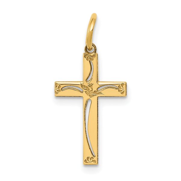 14KT Yellow Gold 21X11MM Cross Pendant. Chain Not Included For Cheap