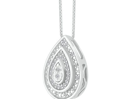 1 15 CTW Diamond Cluster Pear Shaped 18-inch Pendant in Sterling Silver on Sale