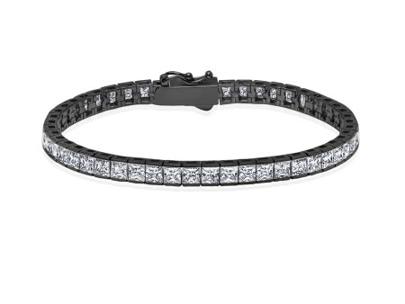 Crislu Black Rhodium Sterling Silver Square Cubic Zirconia 8.5-inch Tennis Bracelet Online Hot Sale