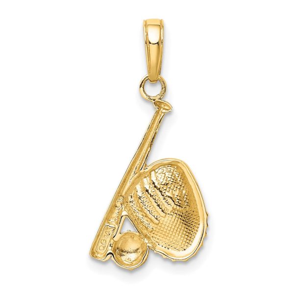 10KT Yellow Gold With Rhodium Plating 25X12MM Baseball Pendant For Sale