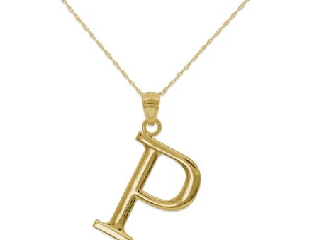 10KT Yellow Gold 18-inch 30MM Initial Pendant; Initial P Online Hot Sale