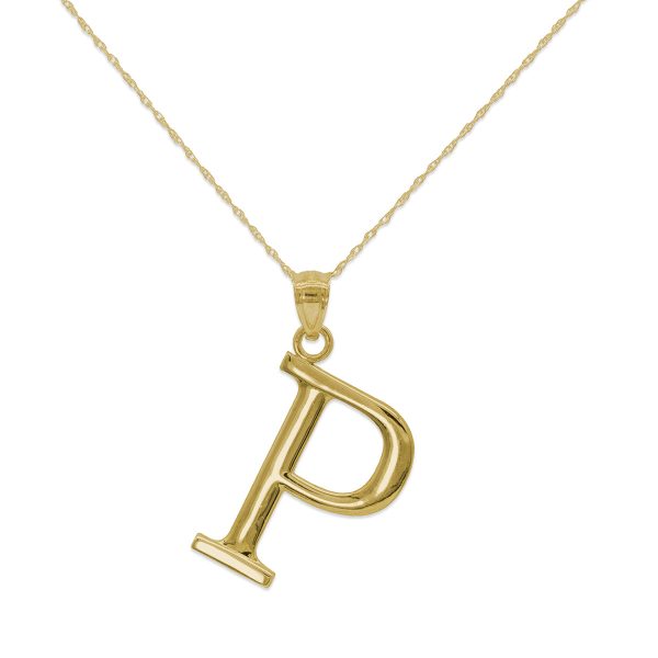 10KT Yellow Gold 18-inch 30MM Initial Pendant; Initial P Online Hot Sale