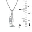 Diamond Accent Trumpet 18-inch Pendant in Rhodium Plated Sterling Silver on Sale