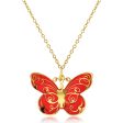 10KT Yellow Gold 20X25MM 18-inch Butterfly Enamel Pendant Hot on Sale