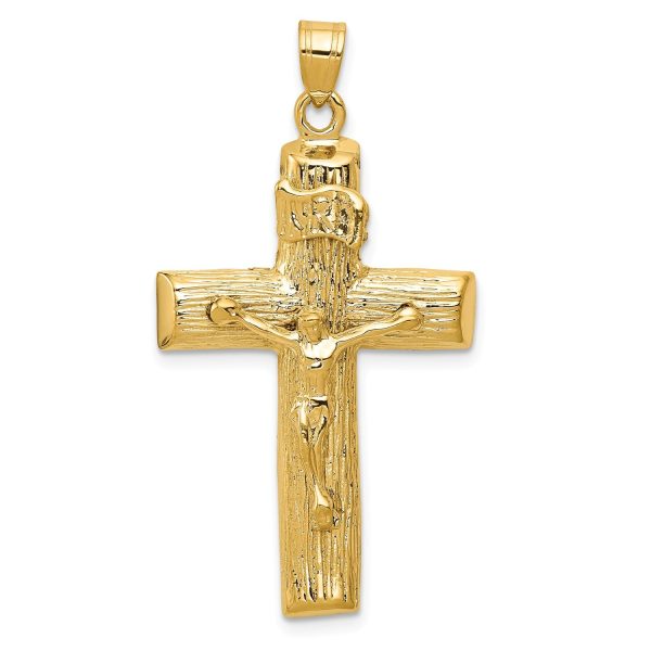 14KT Yellow Gold 45X24MM Crucifix Cross Pendant-Chain Not Included on Sale