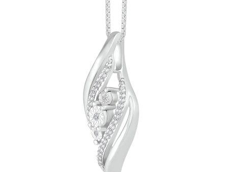 1 15 CTW Diamond Three Stone 18-inch Pendant in Sterling Silver on Sale