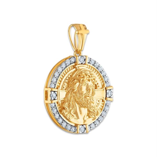 10KT Yellow Gold 3 4 CTW Diamond 25X35MM Jesus Christ Religious Pendant. Chain Not Included Discount