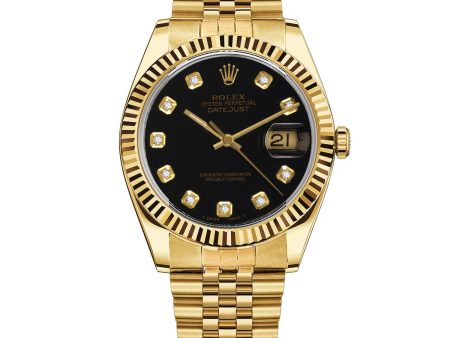 Pre-Owned Rolex Gold 18KT Gold Oyster Perpetual Datejust with 36X36 MM Black Round Dial. 116238 Online