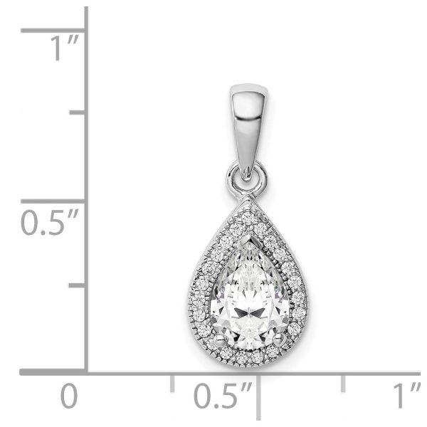 Sterling Silver Pear Cubic Zirconia Fashion Pendant. Chain Not Included Discount