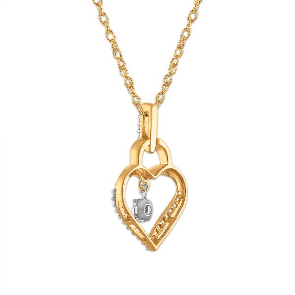 Diamond Accent 18-inch Heart Lock Pendant in 10KT Yellow Gold Online Sale