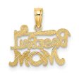 10KT Yellow Gold 10X15MM Baseball Mom Charm Hot on Sale